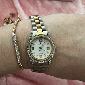 PRICE DROP 24 HOURS only! 
Premier Jewelry Silver and Gold Watch with crystals